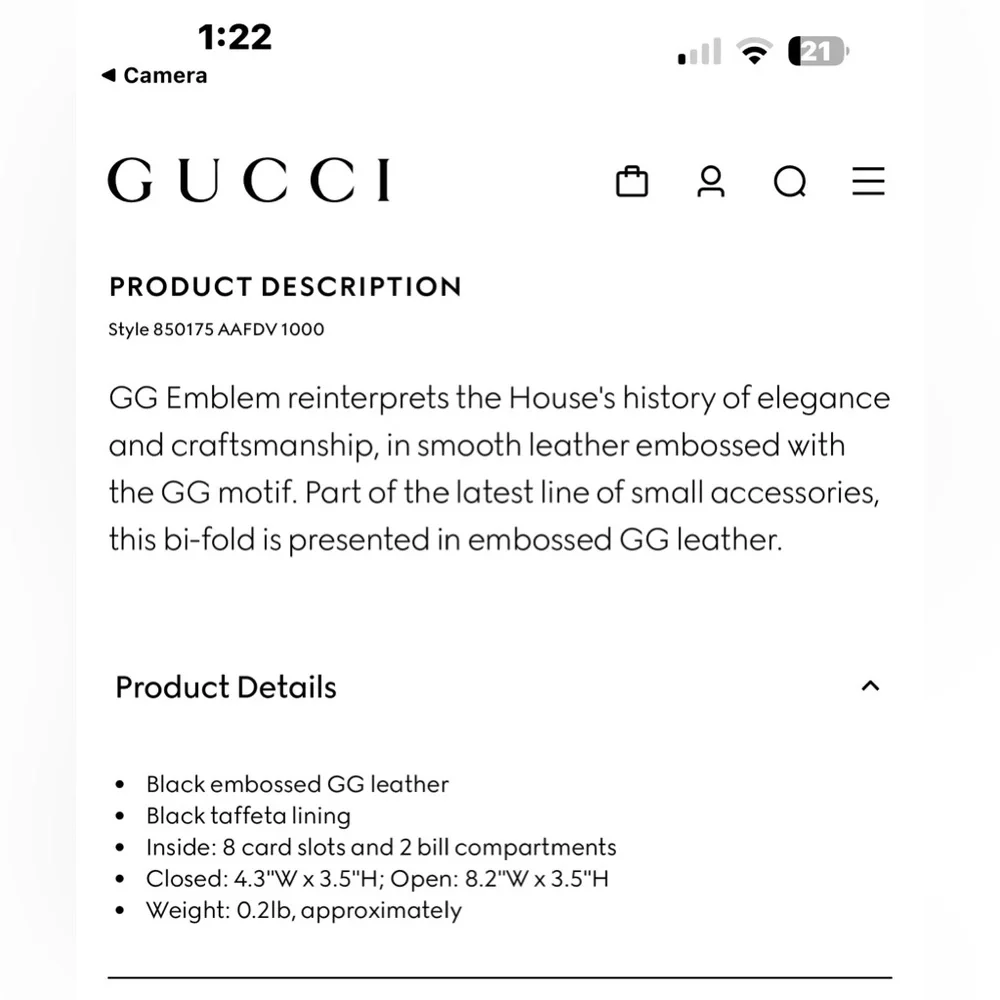 🔥Gucci (Authentic) GG Emblem bi-fold wallet - Picture 3 of 15